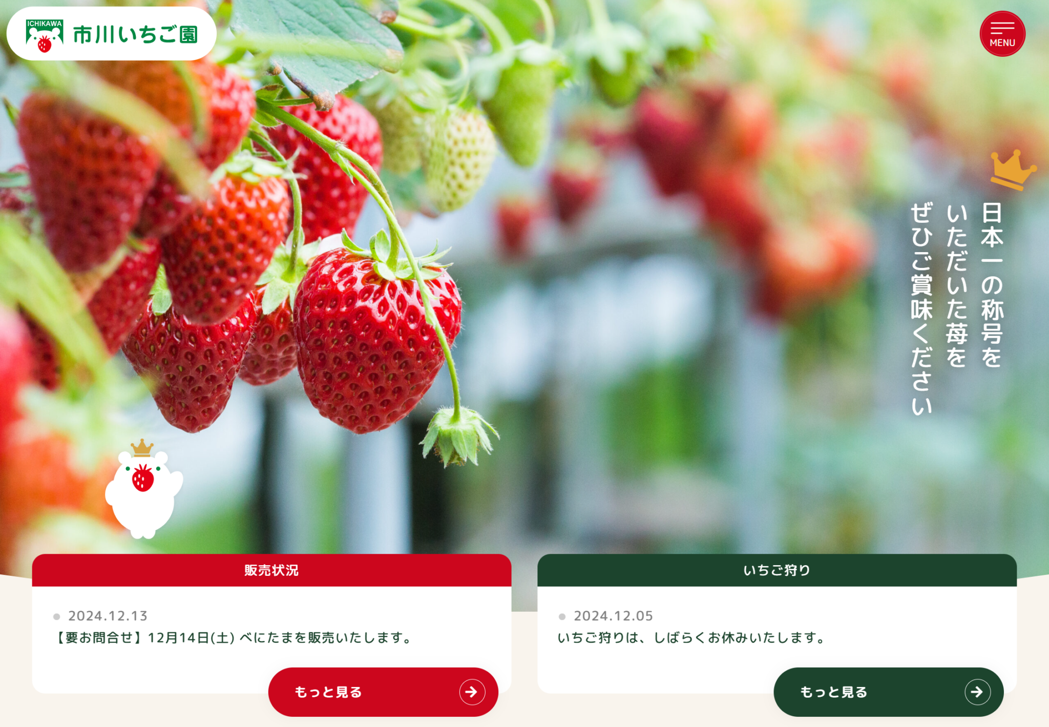 合同会社サクセシオ制作実績　市川いちご園 Webサイト